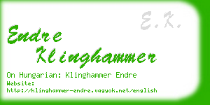 endre klinghammer business card